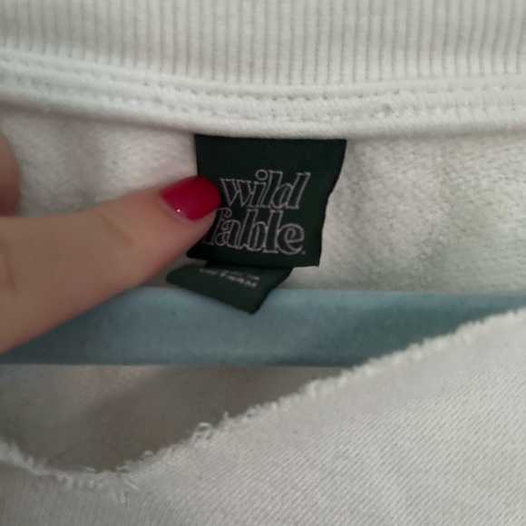 White cropped crew neck with v cut - Picture 2 of 4